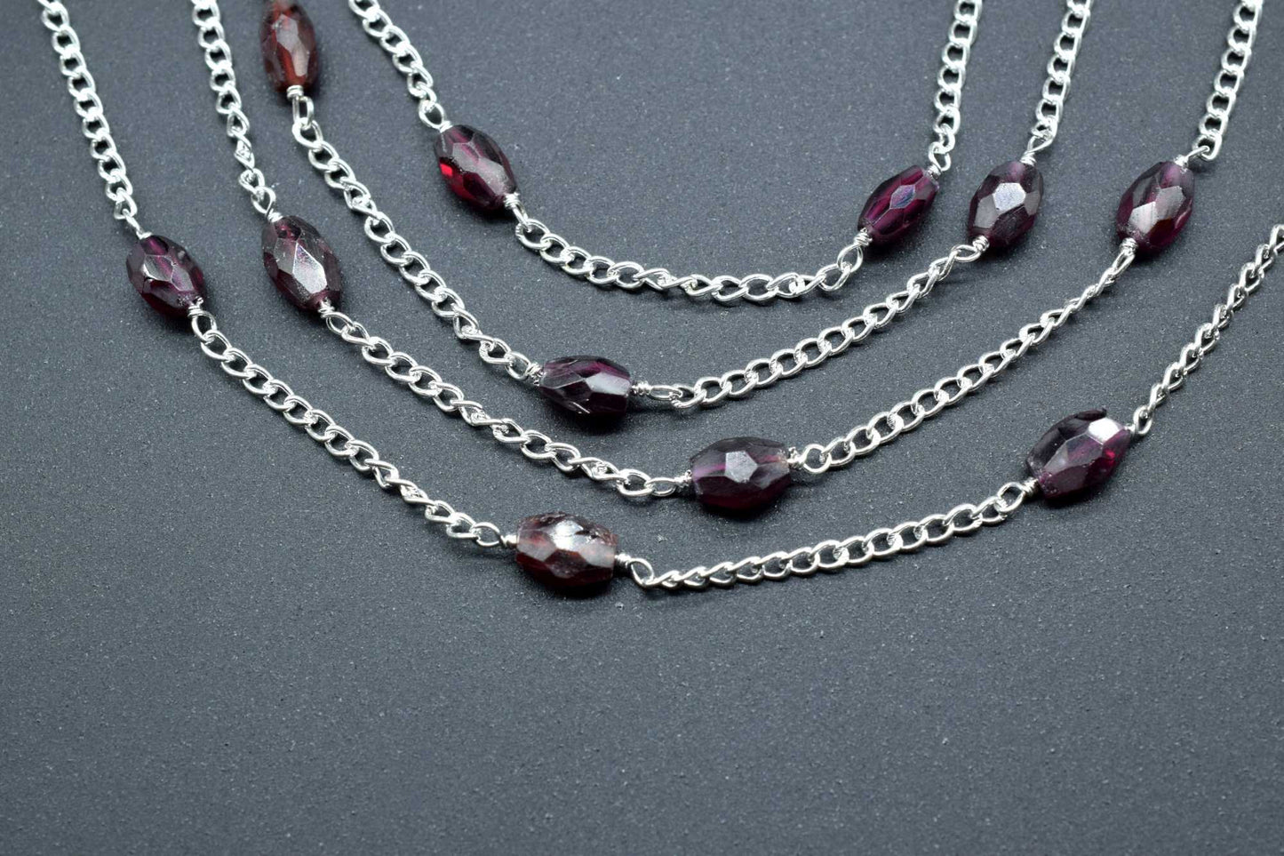 Garnet Oval Shape Rosary Chain,Garnet Beads Rosary,Jewelry Making Rosary,Garnet Wire Wrapped Rosary,Garnet Briolette Rosary,Garnet Oval bead