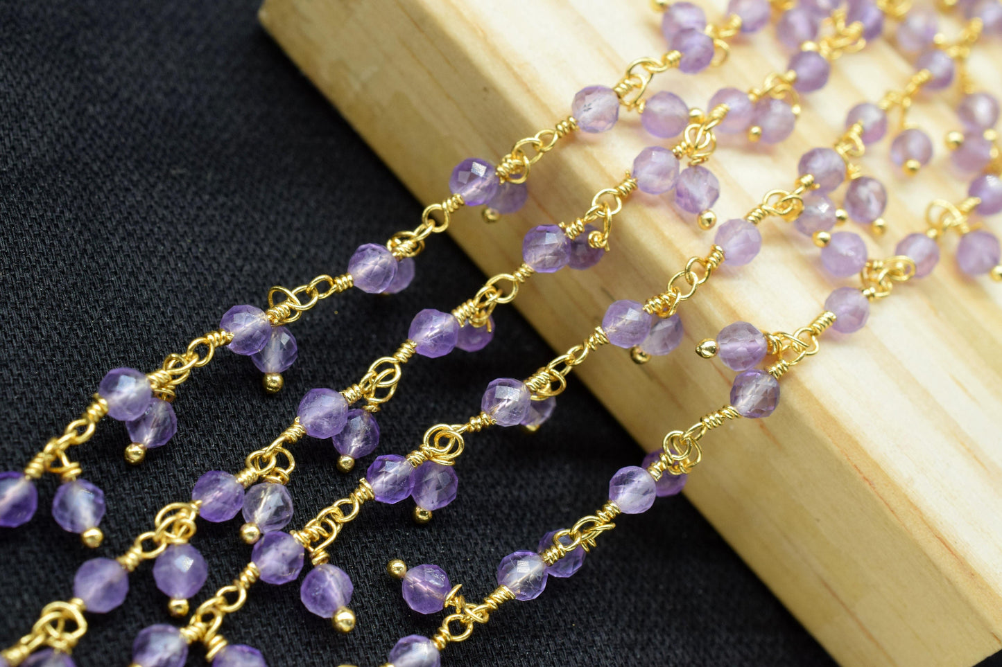Natural Amethyst Dangling Bead Chain,Gemstone Rosary Chain,Wire Wrapped Necklace Chain,Amethyst Cluster Rosary Chain,Handmade beaded Jewelry