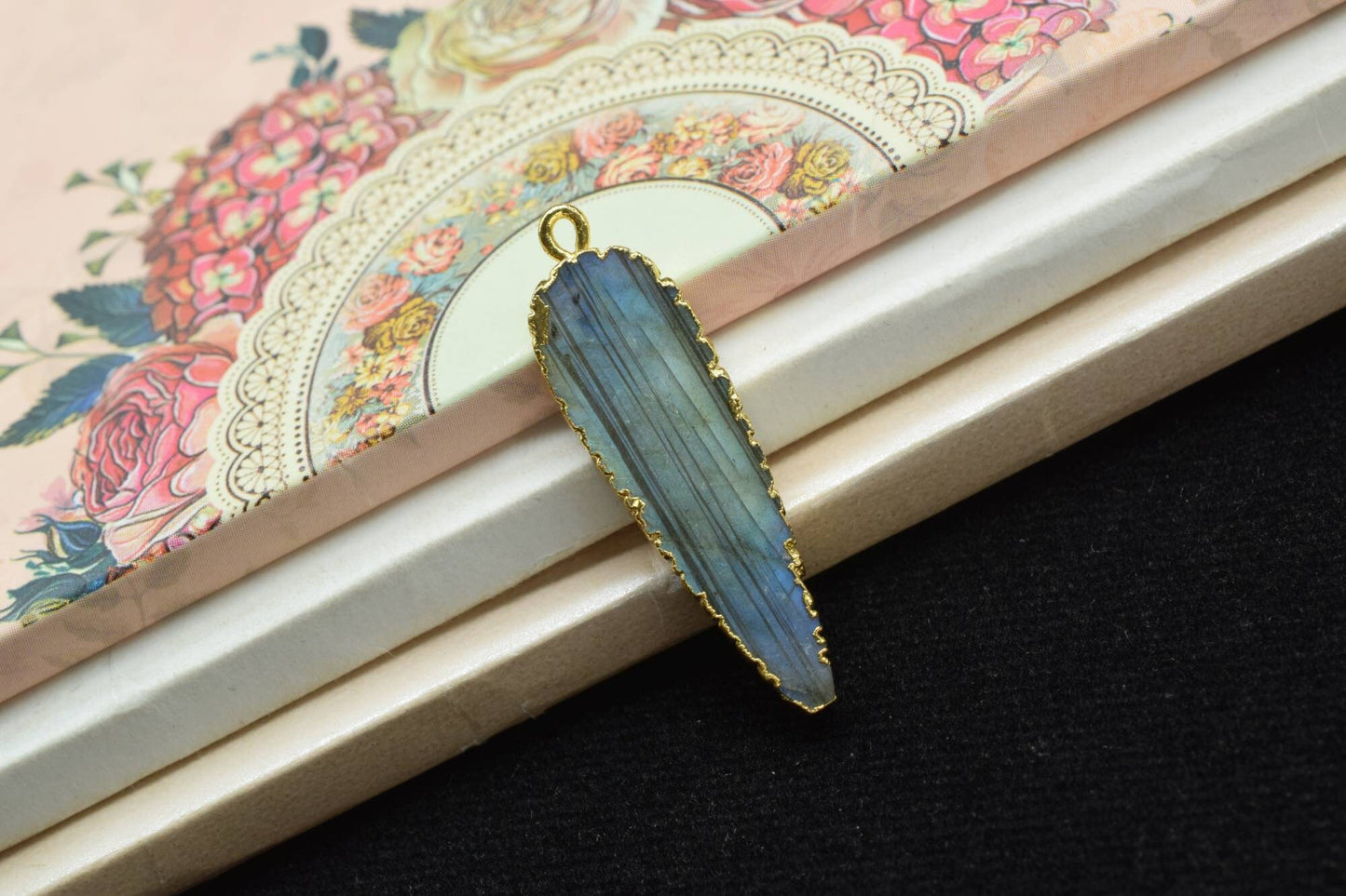 Labradorite Teardrop Pendant,Single Bail,Necklace Connectors,Labradorite Jewelry,Gemstone Electroplated Charm,Handmade Pear Shape Connector