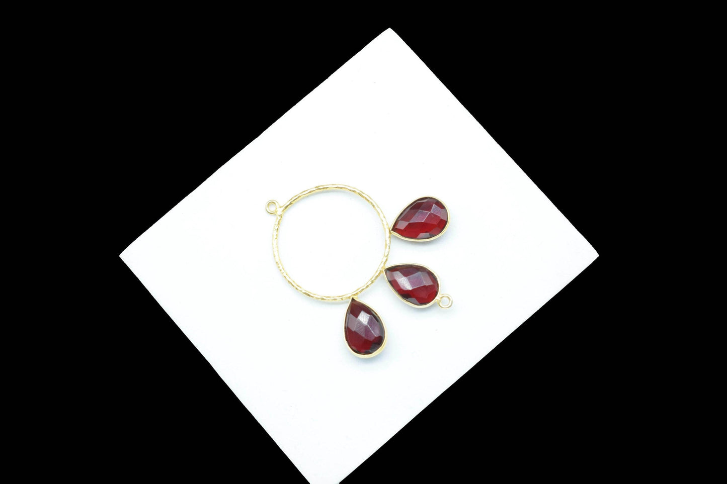 Garnet Charms Pendant/Gold Plated Jewellery/Connector Jewellery/Gemstone Jewellery/Brass Connector Jewellery/Double Bail Pendant/B'Day Gift