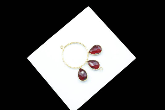 Garnet Charms Pendant/Gold Plated Jewellery/Connector Jewellery/Gemstone Jewellery/Brass Connector Jewellery/Double Bail Pendant/B'Day Gift