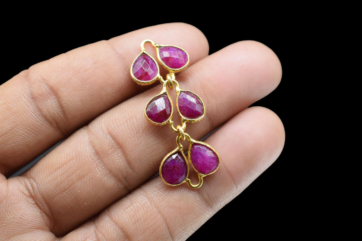 Ruby Pendant Jewelry Charms/Gold Plated Pendant/Dangle Charms/Handmade Jewelry/Beass Connector/Wedding Jewerly/Women Jewelry/Gift