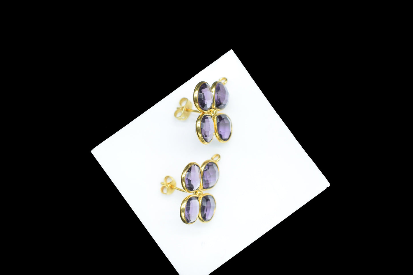 Amethyst Gemstone Earring Connector/Gold Plated Jewelry/Amethyst Handmade Jewelry/Bezel Component/Jewelry making Stone/Heart Shape/Gift