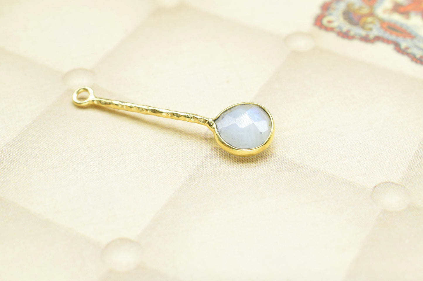 Moonstone Charm/Gemstone Component/Faceted Moonstone Single Bail Charm/Necklace Pendant/Heart Shape Charm/Summer Collection/Wholesale Supply