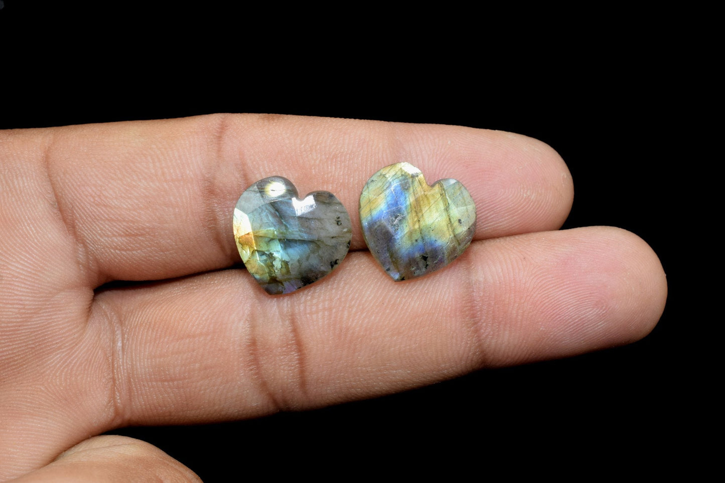 Labradorite Faceted Heart Briolette Calibrated 14 MM,Natural Blue Labradorite Faceted Heart Shape Briolettes Gemstone, Jewelry Making Beads