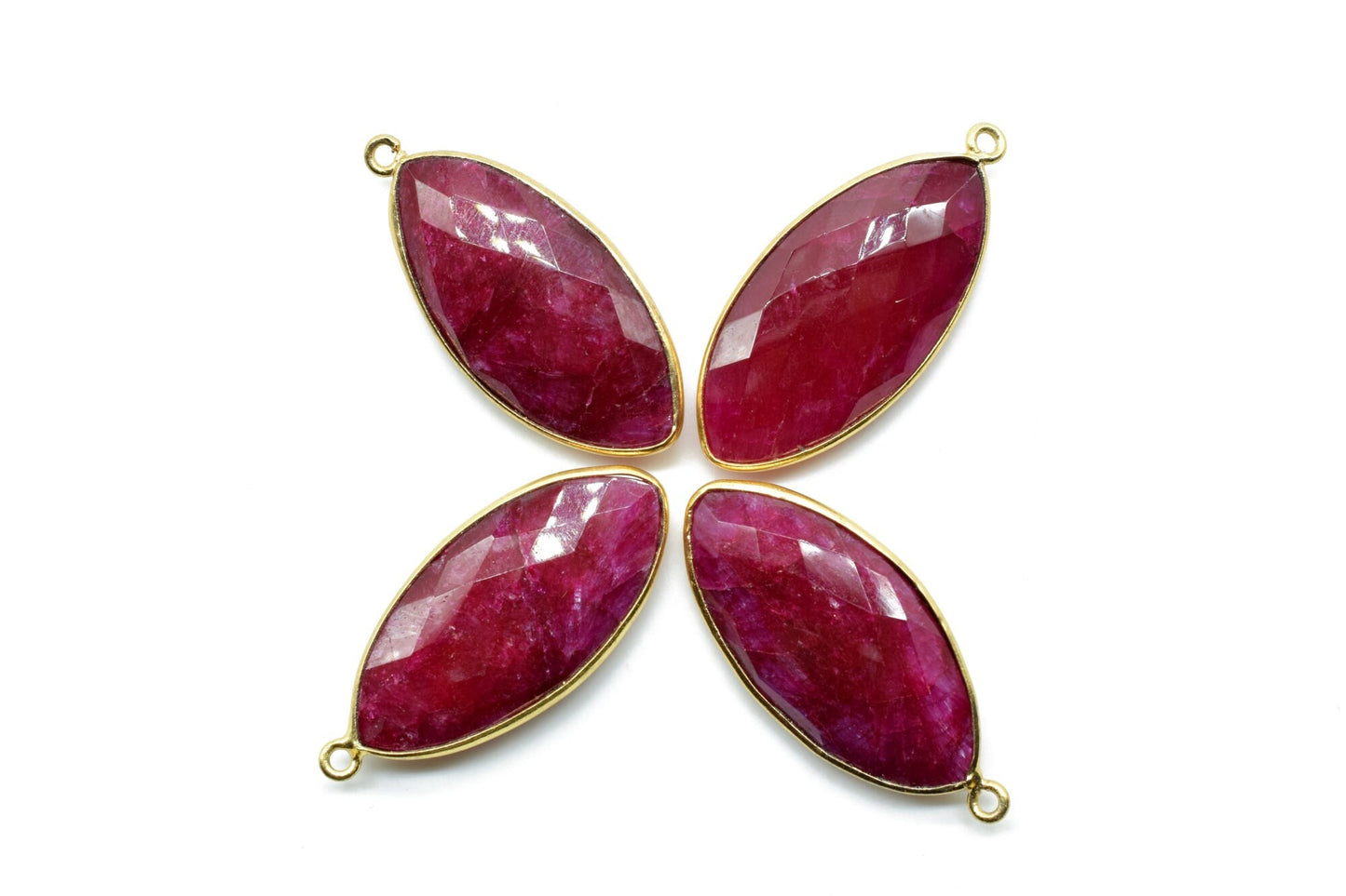 Natural Ruby 15x30mm marquise shape Single bail Connector,Ruby bezels,Ruby Jewelry making supplies,Single loop Pendant,Ruby Bezel Links,Ruby