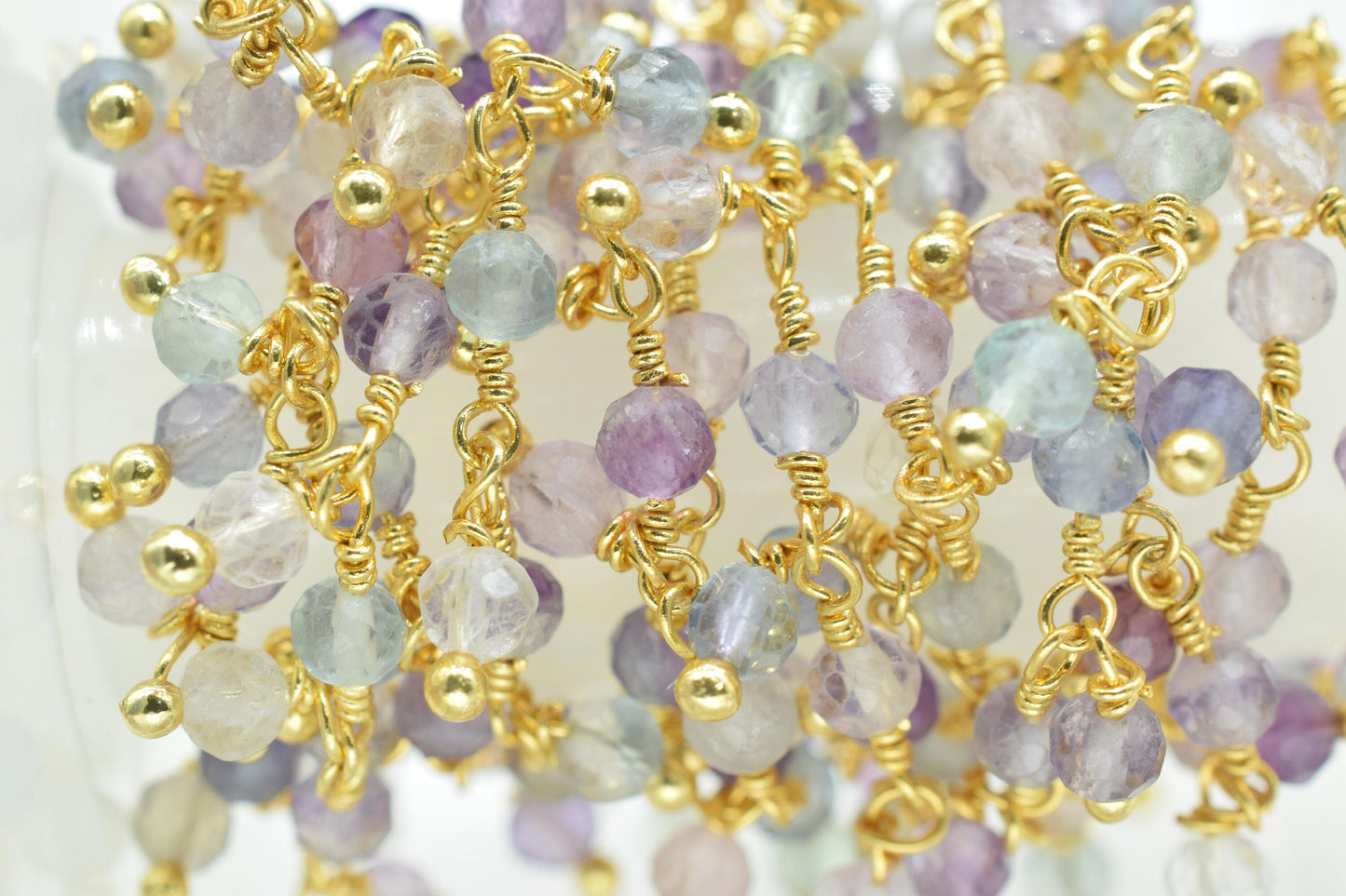 Multi Stone Dangling beaded Chain,Gemstone Rosary Chain,Wire Wrapped Necklace Chain,Multi Stone Cluster Rosary Chain,Handmade Beads Jewelry