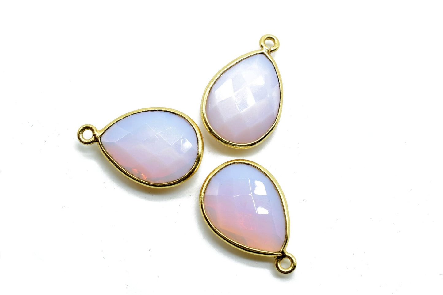 Pink Opal 12x16mm Bezel charm,Pink Opal Teardrop pendant,Pink opal Gold Plated bezel,Hot Selling Pink Opal Single Bail Connector,  Pendant