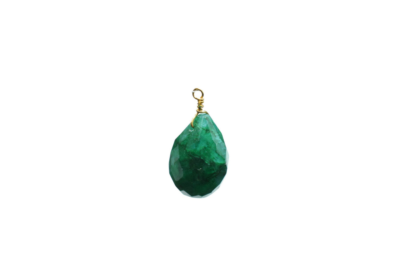 Natural Emerald 10x14mm Faceted Drops,Emerald Wire Wrapped Connector,Emerald dainty Pendant,Emerald Connector Charms,Emerald Teardrop Beads
