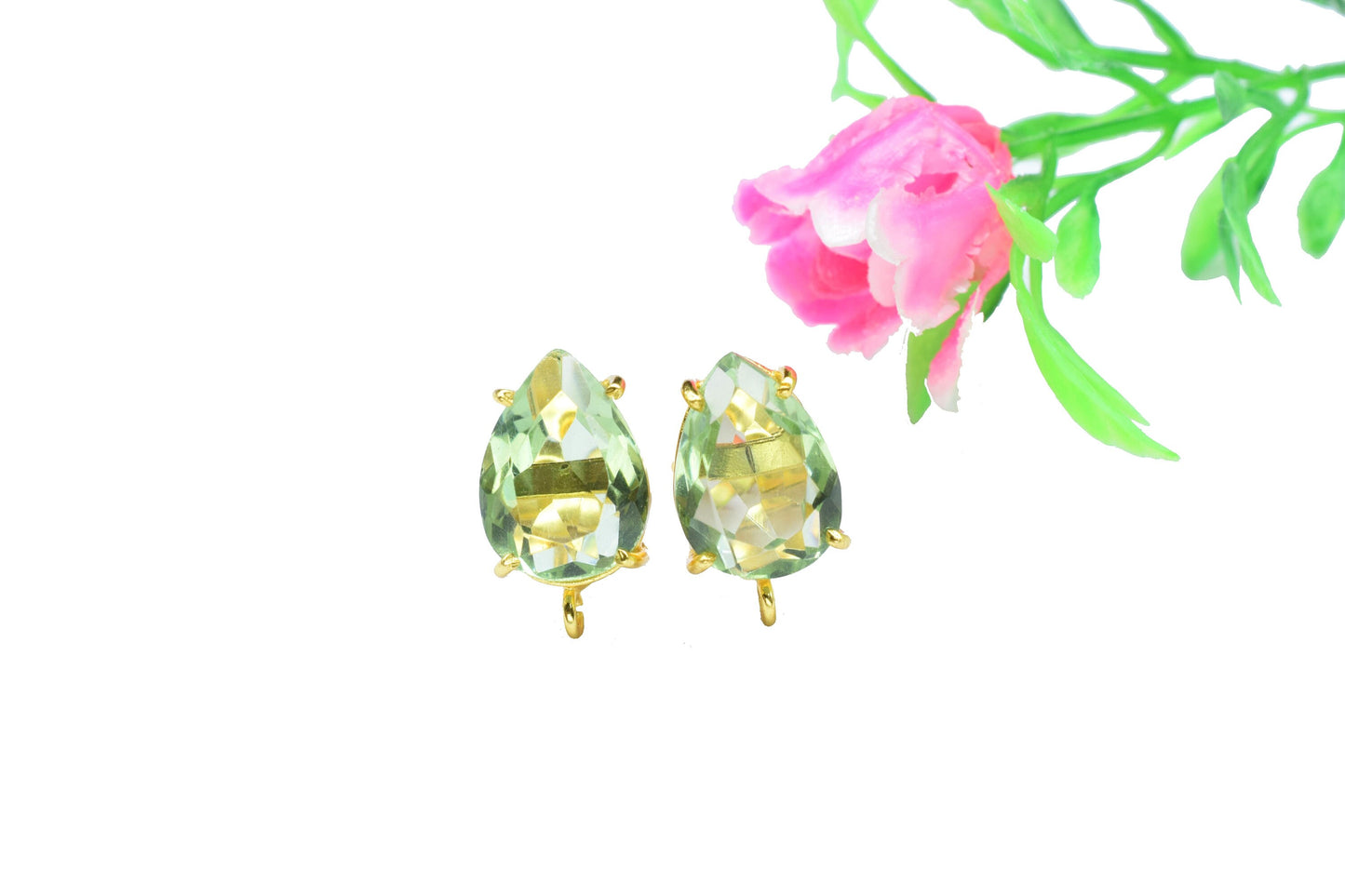 Amethyst Components Earring,Prong Bezel Earring,Gemstone Station Link,Citirine Studs Earring,Craft Supplies,Handmade Beads Jewelry,Gift