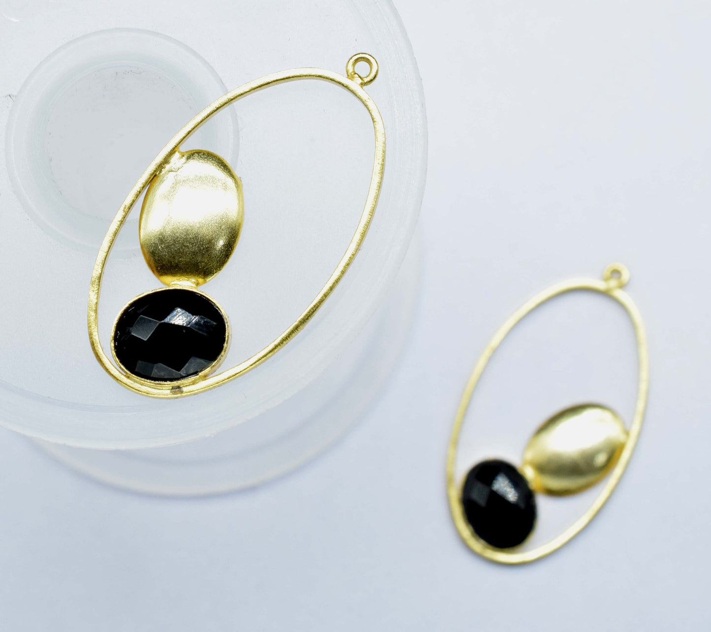 Black Onyx Gemstone Component Earring, Finding Oval Shape Earring Connector, Gemstone Component Earring, Finding Necklace Component Jewelry
