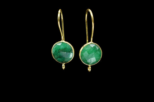 Emerald 10mm Round Earring Connector,Gold Plated Earring Connector,Gemstone Link Connector,Emerald connectors stud,Round Stud,Jewelry Making