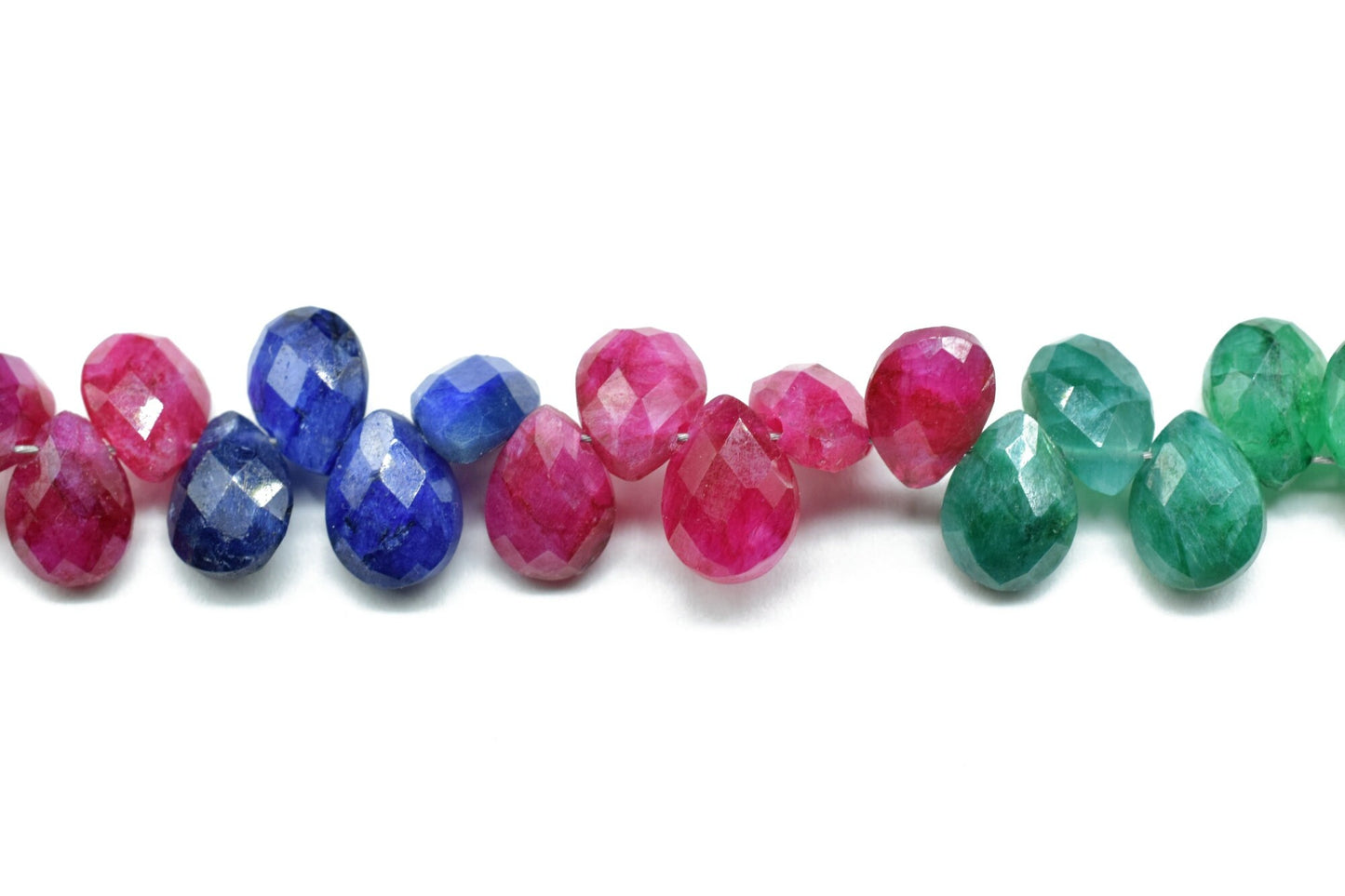 Multi Precious stones Faceted Pear Shape Beads Strand,6x8mm Teardrop Emerald Faceted Beads,Sapphire pear shape Strand,Ruby Faceted Briolette