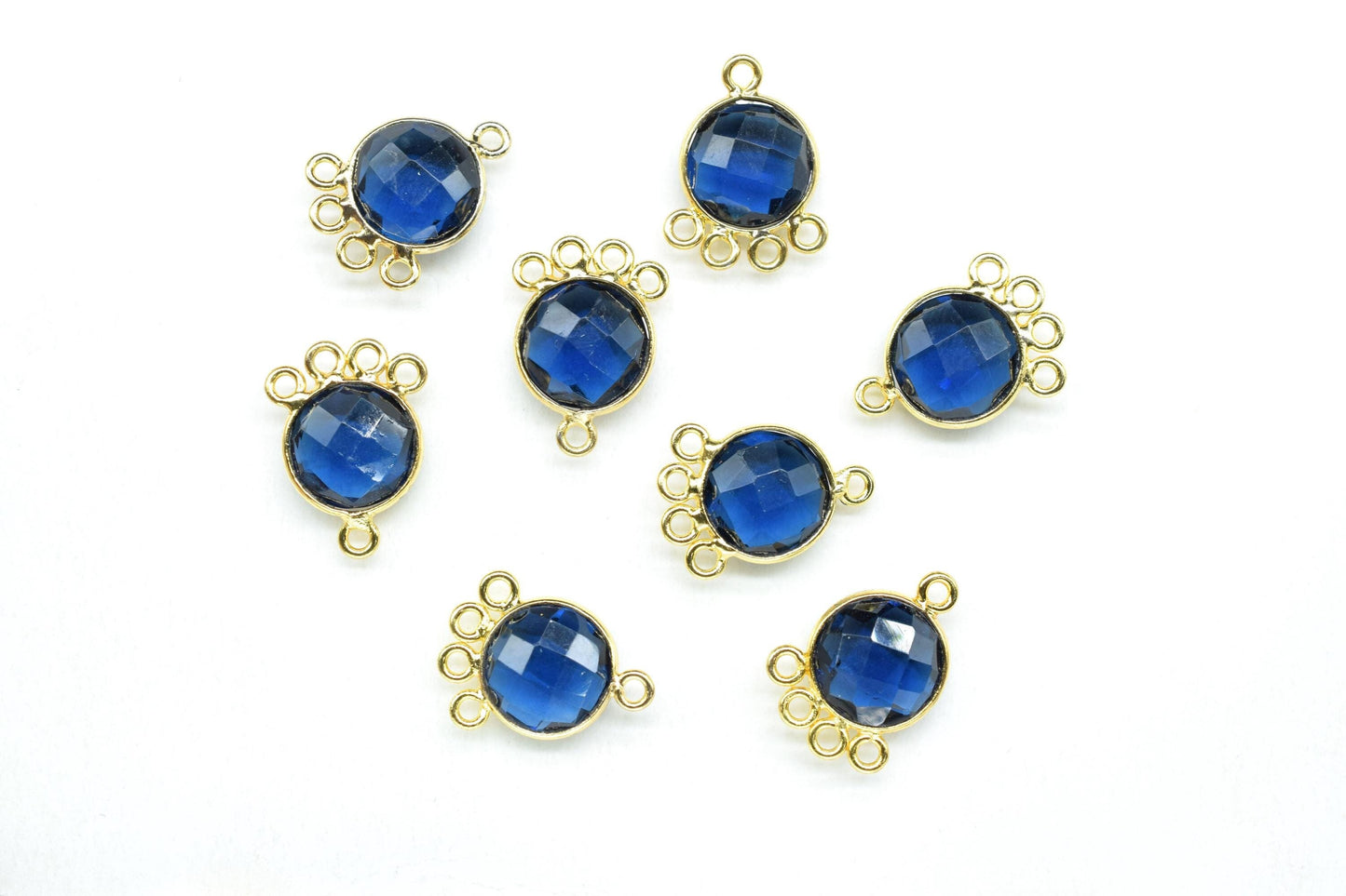 Blue Kyanite 10mm Round Bezel Charm/Gemstone Brass Component/Single Bail Pendant charms/Round Handmade Jewellery Connector/B'day Gift