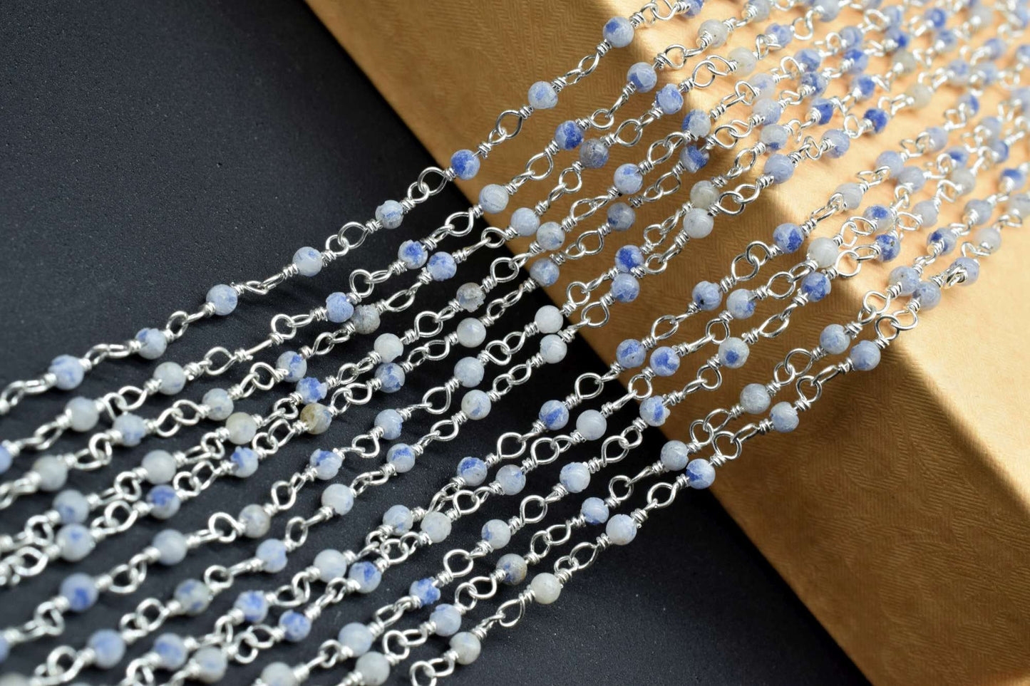 Natural Blue Opal Rosary,wire wrapped Rosary Chain,jewelry making supplies,2.5mm smooth beads Rosary,Opal Rosary Chain,Gemstone Rosary Chain