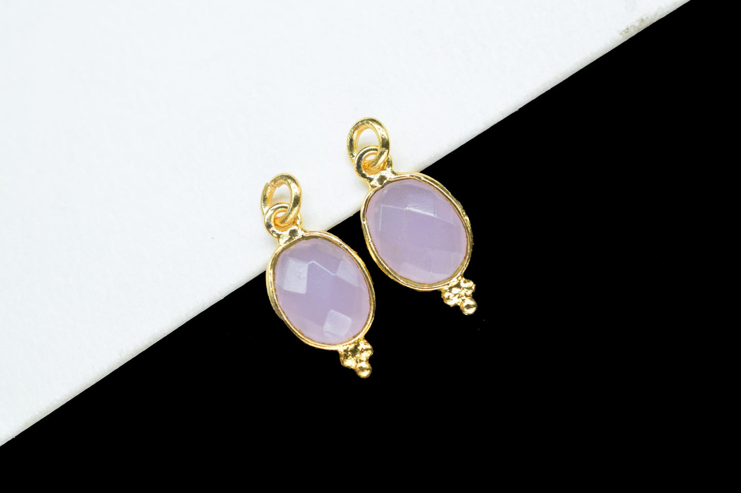 Rose Quartz 8x10mm oval Shape Pendant Jewelry/Rose Quartz Gold Plated Single Bail Connector jewelry/Rose Quartz Teardrop Charms,B'day Gift
