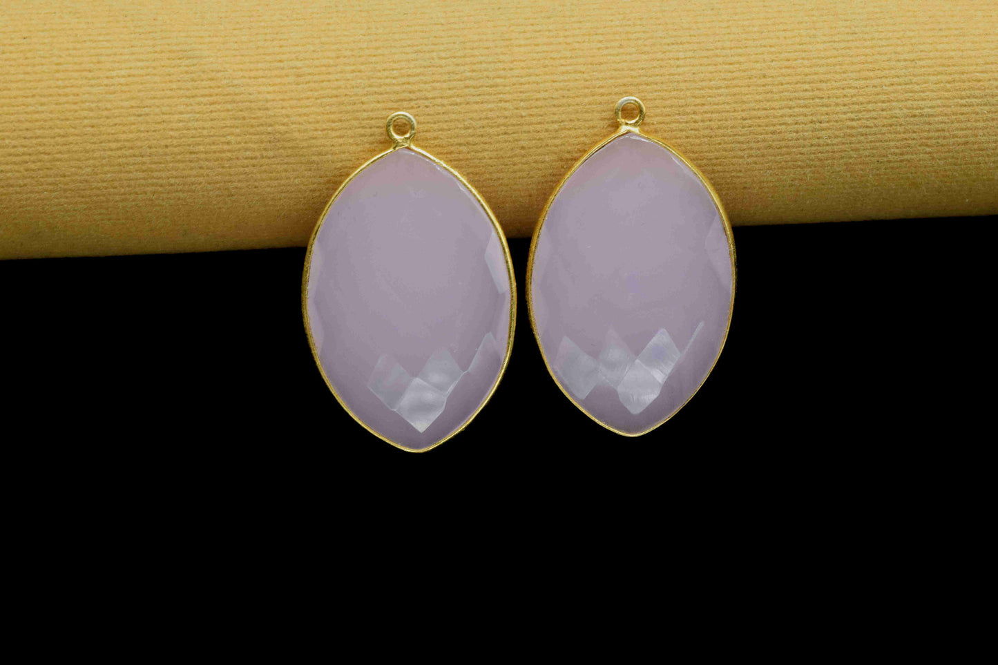 Pink Chalcedony 20x30mm Bezel, Marquise Shape Pendant, Single Bail Connector, Pink Gemstone Bezel,Handmade Bezel Pendant,Pink Quartz Jewelry