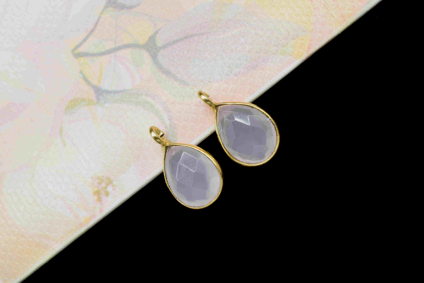 Pink Chalcedony 7x10mm Earring Connector, Gemstone Connector Pendant, Earring Findings, Jewelry Making Connector,Stud Earring,Jewelry Supply