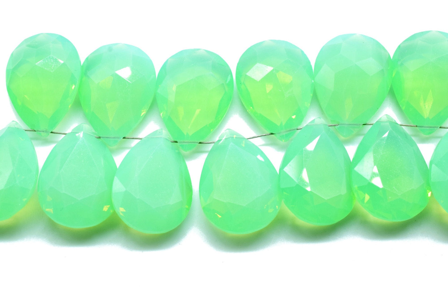 Chrysoprase Faceted Briolette 13x18mm Pear Shape,Briolette Gemstones, Chrysoprase Briolette,Chrysoprase beads,Chrysoprase pear beads,jewelry