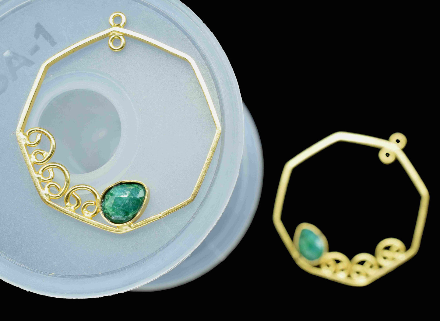 Emerald Gemstone 6x8mm Teardrop Shape Pendant, Emerald Pendant Jewelry, Gemstone Faceted, Finding 32mm Hexagon Shape Jewelry, Gift For Women