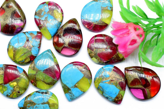 Oyster Copper Turquoise Beads, 18x23mm Teardrop beads,Smooth Briolettes,Wholesale Price Beads, Mystic Beads,Rare Copper Turquoise Briolettes