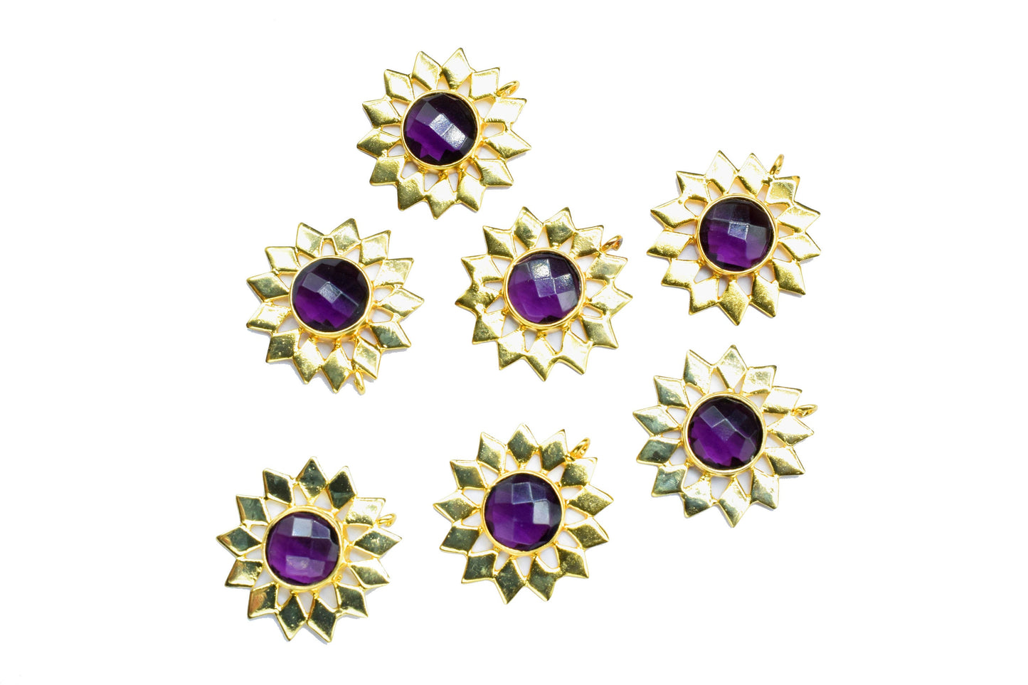 Handmade Findings Pendants,Flower Pendant Charms,Gemstone Beads Jewelry,Station Bezel Link,Craft Supplies,Star Charms Single Bail Connector