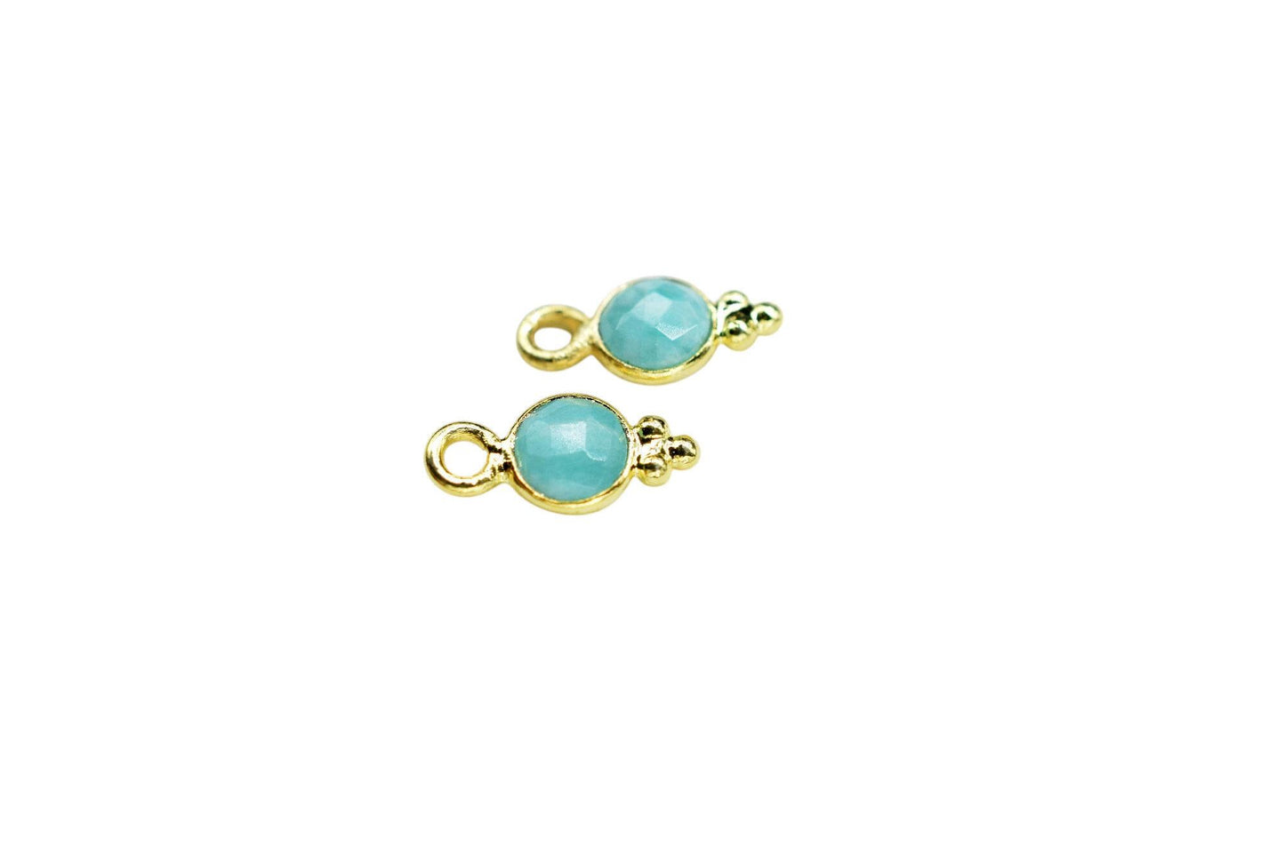 Amazonite Charms Connector/Handmade Jewelry/Gold Plated Connector/Tiny Pendant/Amazonite Pendant/Round Shape Connector/Gemstone Charms/Gift