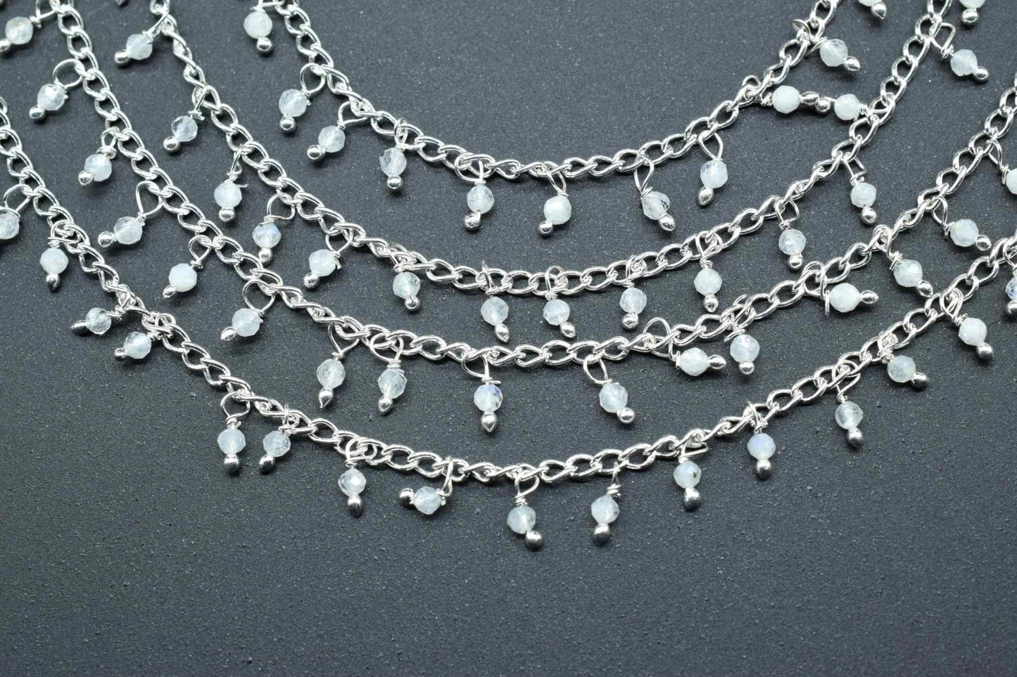 2mm Rainbow Moonstone Rosary Chain,Moonstone wire wrapped Jewelry,Gemstone Beads Rosary Chain,Moonstone Cluster Rosary,Jewelry Making Supply