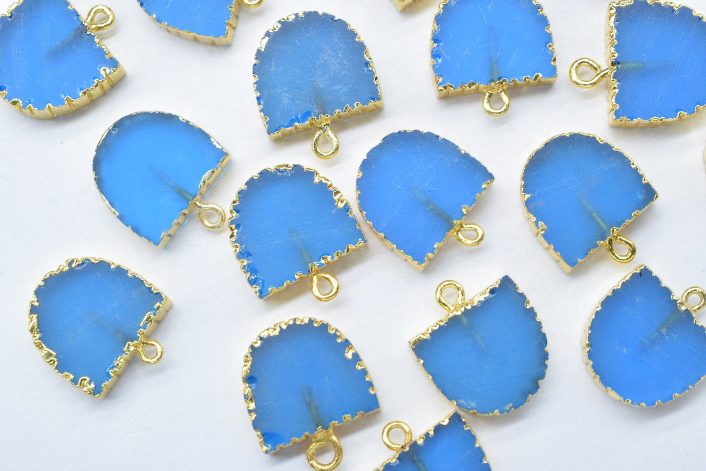 Neon Apatite Semi Circle Pendants,Handmade Half Moon Earring,Necklace Connectors,Statement Jewelry,Single Bail,Gemstone Electroplated Charms