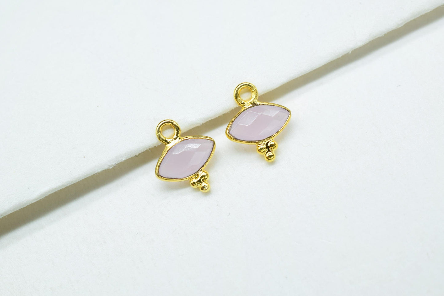 Rose Quartz Charms Pendant/Marquise Shape Pendant/Handmade Pendant/Tiny Pendant/Necklace Connector jewelry/Womne Jewelry/B'day Gift
