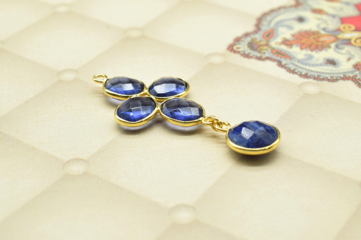 Multi Stone Dangle Earring,Amethyst Dangle Earrings,Statement Earring,Handmade Jewelry,Blue Sapphire Drop Earring,Gemstone Bezel Earring