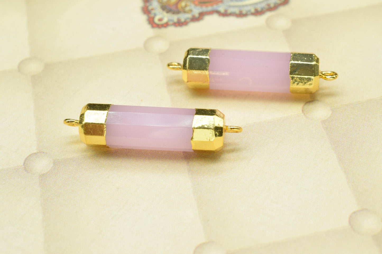 Rose Chalcedony Point Pendants,Handmade Pencil Charms,Gemstone Jewelry Making Supply,Double Bail Pointed Connectors,7x25mm Faceted Jewelry