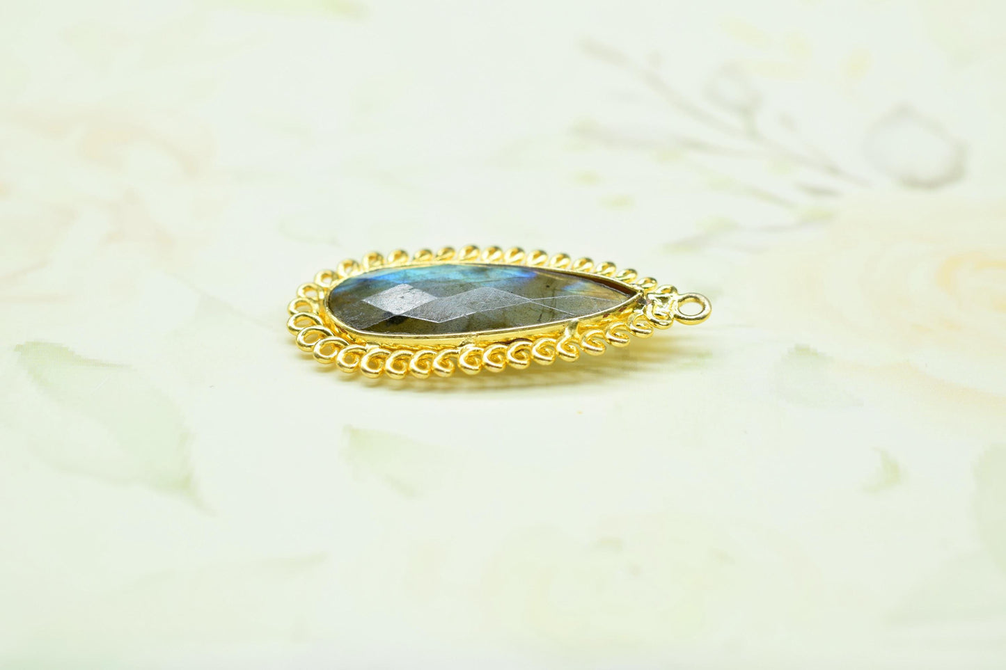 Labradorite 10x30mm Teardrop Bezel Charm,Single Bail Pendant,Handmade Jewellery Connectors,Gemstone Brass Component,Handmade Connector,Gift