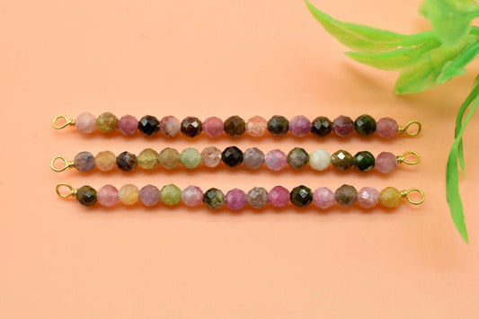 Multi Tourmaline Beaded Pendant,Beaded Tourmaline Bar Necklace,dainty beaded pendant,October Birthstone pendant,Tourmaline Jewelry,Mom'Gift