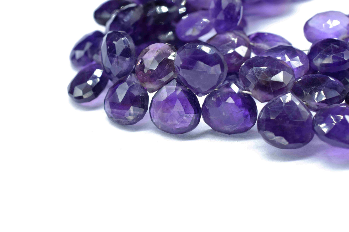 Amethyst 10mm Heart Shape Briolette,Faceted Beads for Jewelry Making,Natural Gemstone Beads, Amethyst Heart Shape Bead,Amethyst Beads Strand