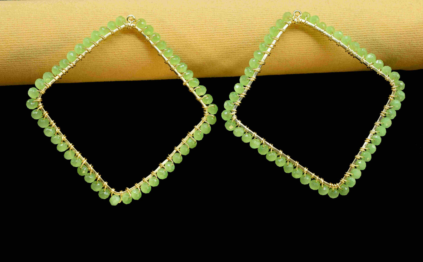 Prehnite Beaded Earring Connector,Gemstone Wire Wrapped Components,Dangle Earring Component,Finding Necklace,Pendant Jewelry Connectors,