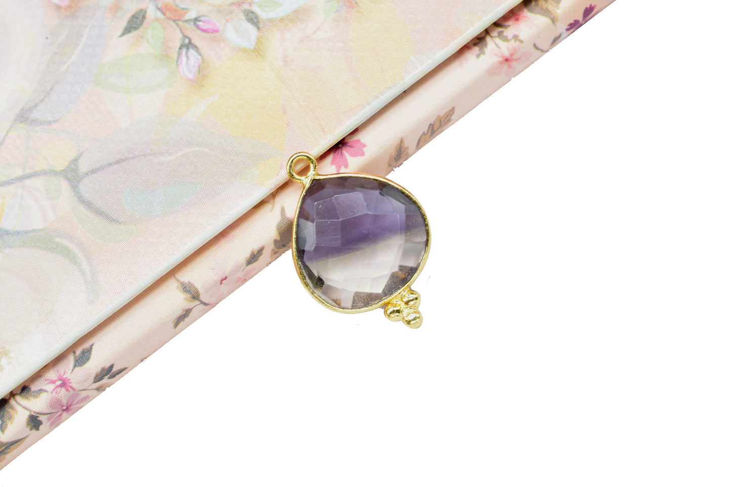 Ametrine Gemstone 14mm Heart Shape Bezels,Ametrine Charms Faceted Pendant Jewelry,Ametrine Gold Plating Pendant,Ametrine Single Bail Pendant