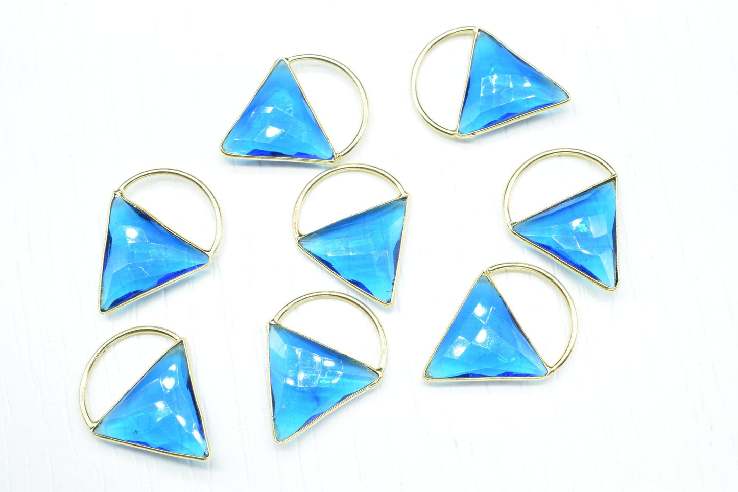 Blue Topaz  Connector, Triangle Shape Pendant Component,Handmade Connector, Triangle Shape Pendant,   pendant jewelry,