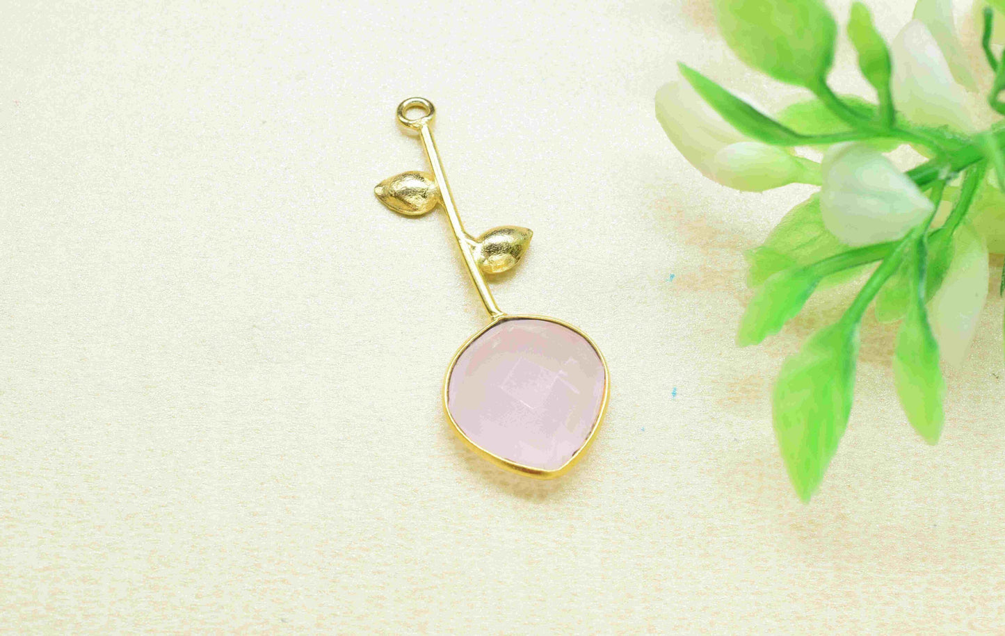 Rose Quartz Single Bail Pendant , Rose Quartz Charms , Heart Shape Charms ,Genuine Gemstone Charms ,Gemstone Connectors ,Summer Collection ,