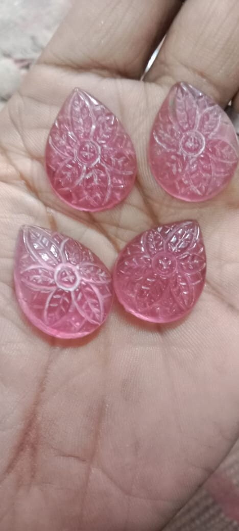 Pink Quartz 10x14mm Carved Pear Shape Faceted Beads,Carved Teardrop Beads,Pink Quartz Briolette Beads,Jewelry Making Beads,Carved Briolettes