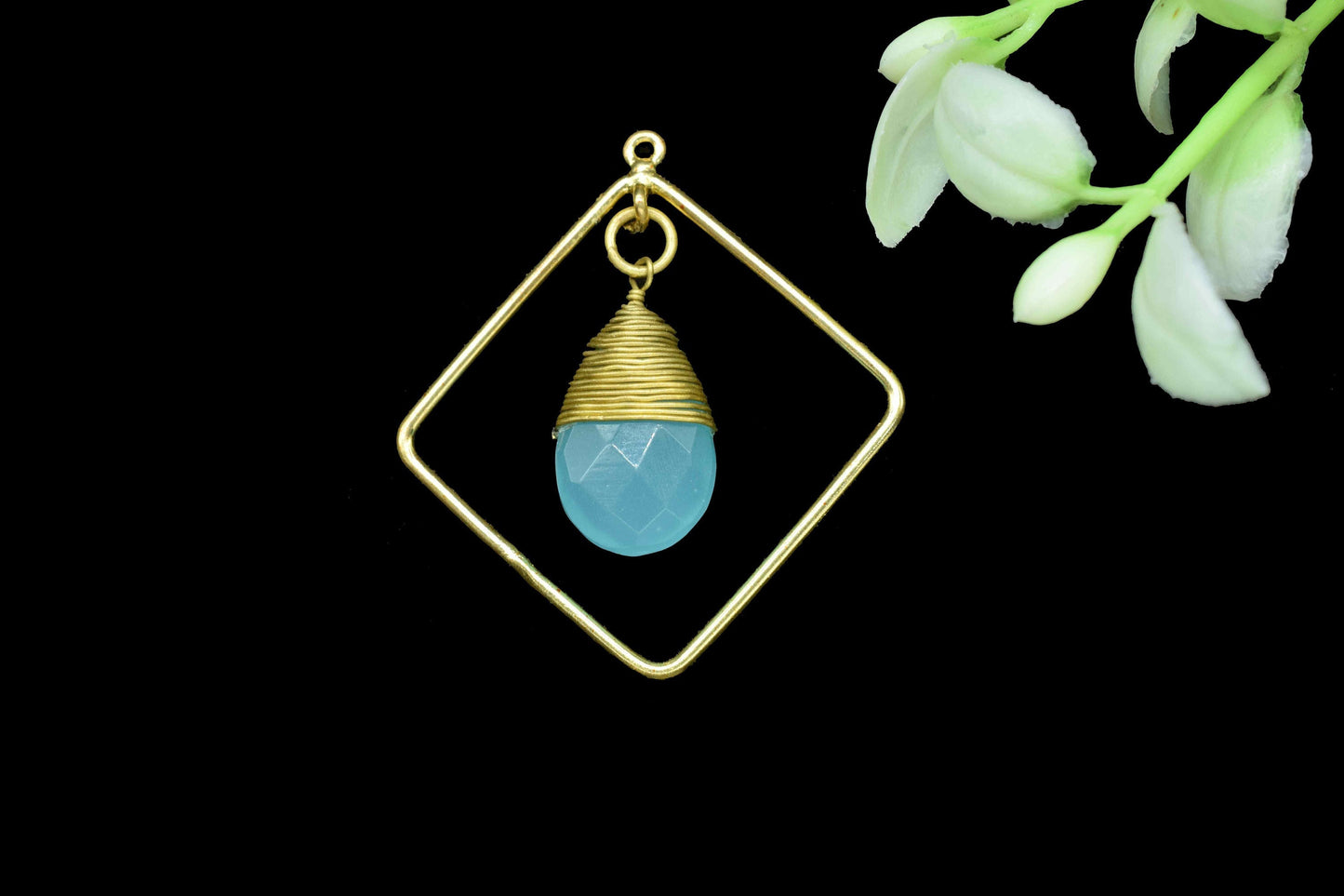 Gemstone Square Connectors,Teardrop Beads Dangle Earring,Station Link Supply,Handmade Jewelry,Finding Square Pendant,Wire Wrapped Component