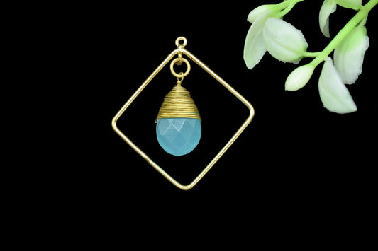 Gemstone Square Connectors,Teardrop Beads Dangle Earring,Station Link Supply,Handmade Jewelry,Finding Square Pendant,Wire Wrapped Component