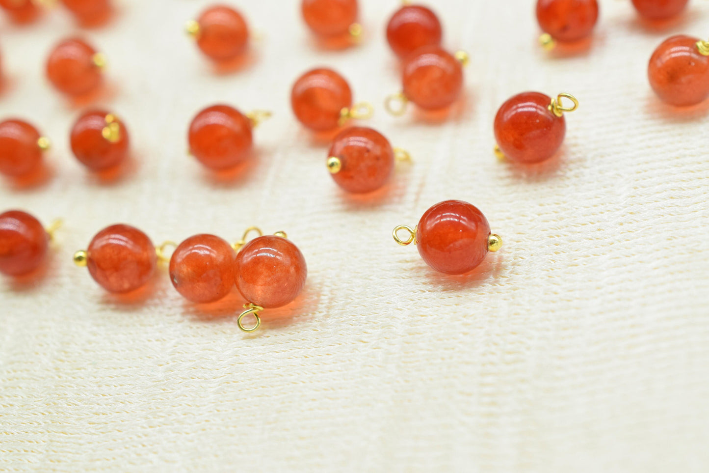 Carnelian 6mm Round Smooth Beads/Earring Components/Carnelian Single wire wrapped Beads/Round Beads Connector/Gemstone Beads/Gift