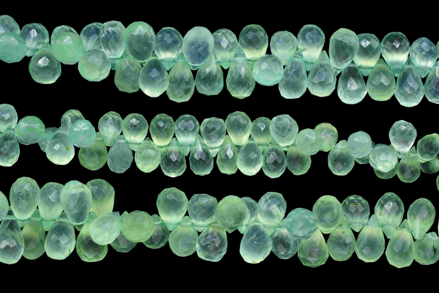 Natural Prehnite Gemstone Teardrop Faceted Beads, 8 Inch Strand 5.5x8mm To 6.5x11mm Approx Gemstone Beads, Prehnite Briolettes Side Cut Bead