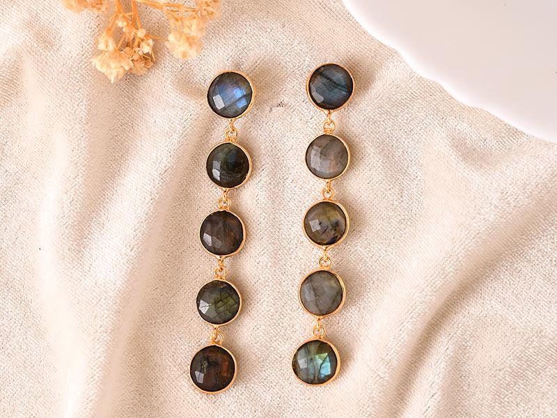 Labradorite Dangle Earring/Gold Plated Earring/Bridal Earring/Handmade Jewelry/Labradorite Wedding Earring/Gold Plated Jewelry/B'day Gift