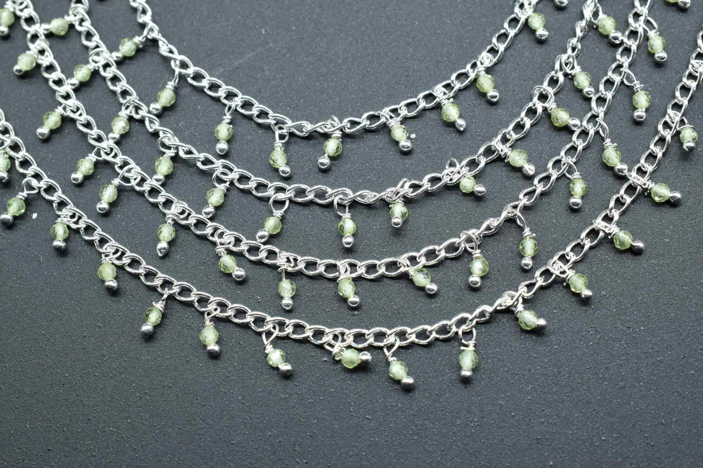2mm Prehnite Rosary Chain,Prehnite Beads wire wrapped chain,Gemstone Beads Rosary Chain,Prehnite Cluster Rosary,Jewelry Craft,Green Rosary