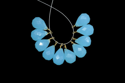 Peru Chalcedony 10x14mm Faceted Drops Wire Wrapped Gemstone,dainty dangle Gemstone Connector,Chalcedony Connector Charm,Chalcedony Briolette