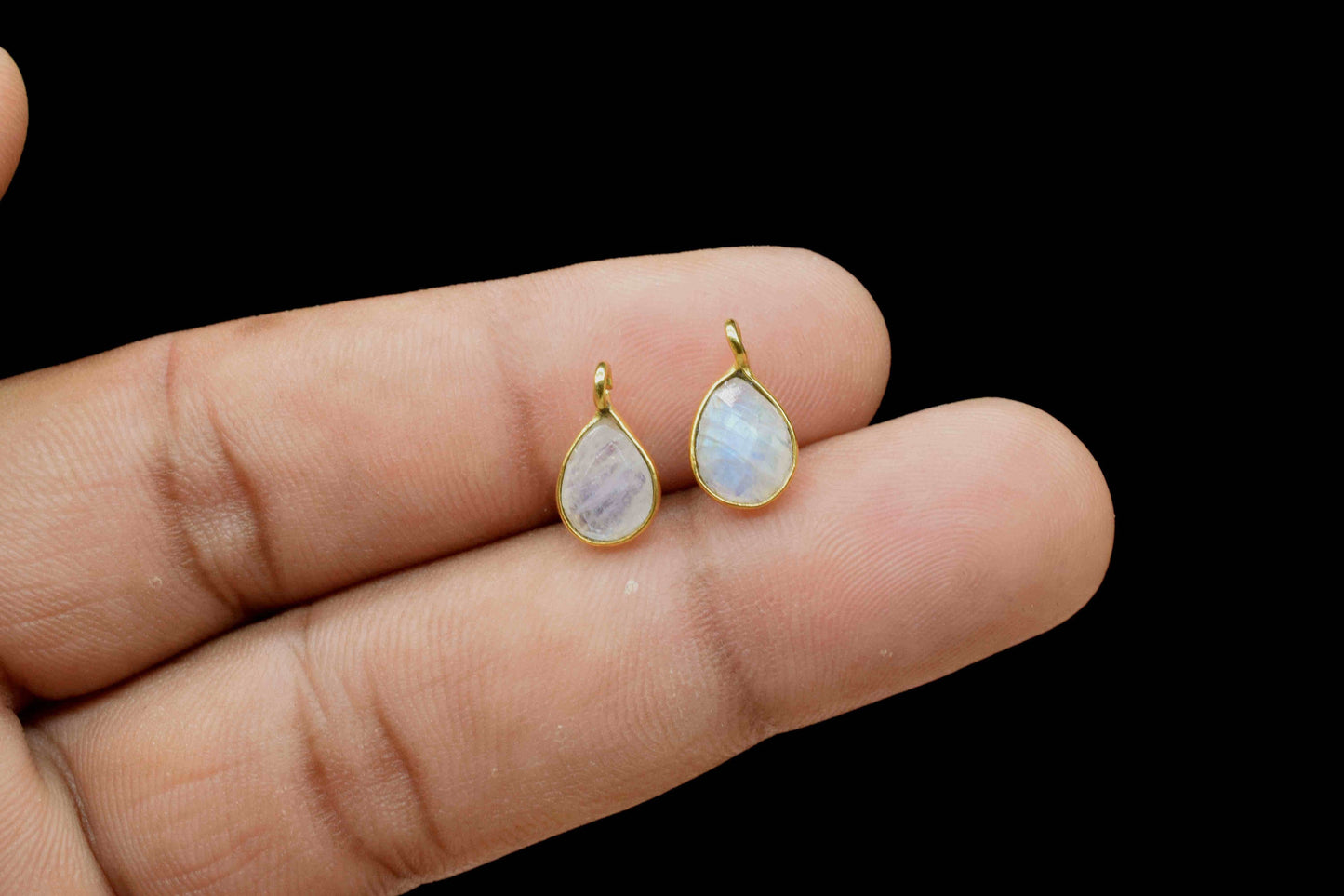Moonstone 6x8mm Pear Shape Earring Connector,Moonstone connector Earrings Jewelry,Teardrop Connector,Jewelry Finding,Jewelry Craft Supplie