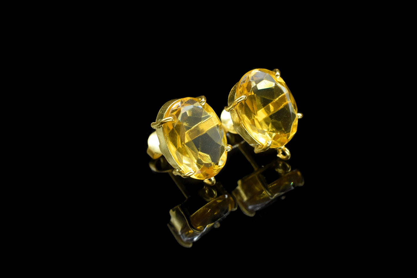 Smoky Quartz Components Earring,Handmade Beads Jewelry,Prong Bezel Earring,Gemstone Station Link,Citirine Studs Earring,Craft Supplies,Gift