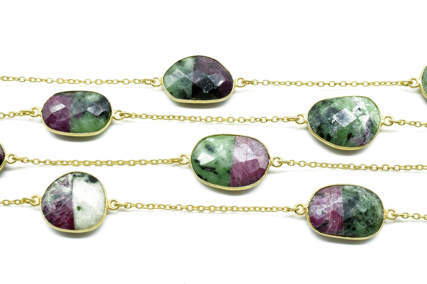 Ruby Zoisite Faceted Bezel Connector Station Link Chain,Ruby Zoisite Free form Connector Chain,Ruby Zoisite Bezel Connector Chain,Bracelet